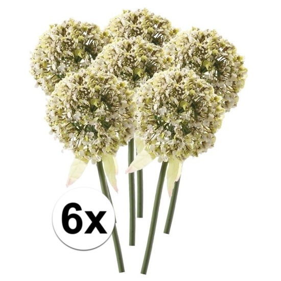 6 x Kunstbloemen steelbloem witte sierui 70 cm