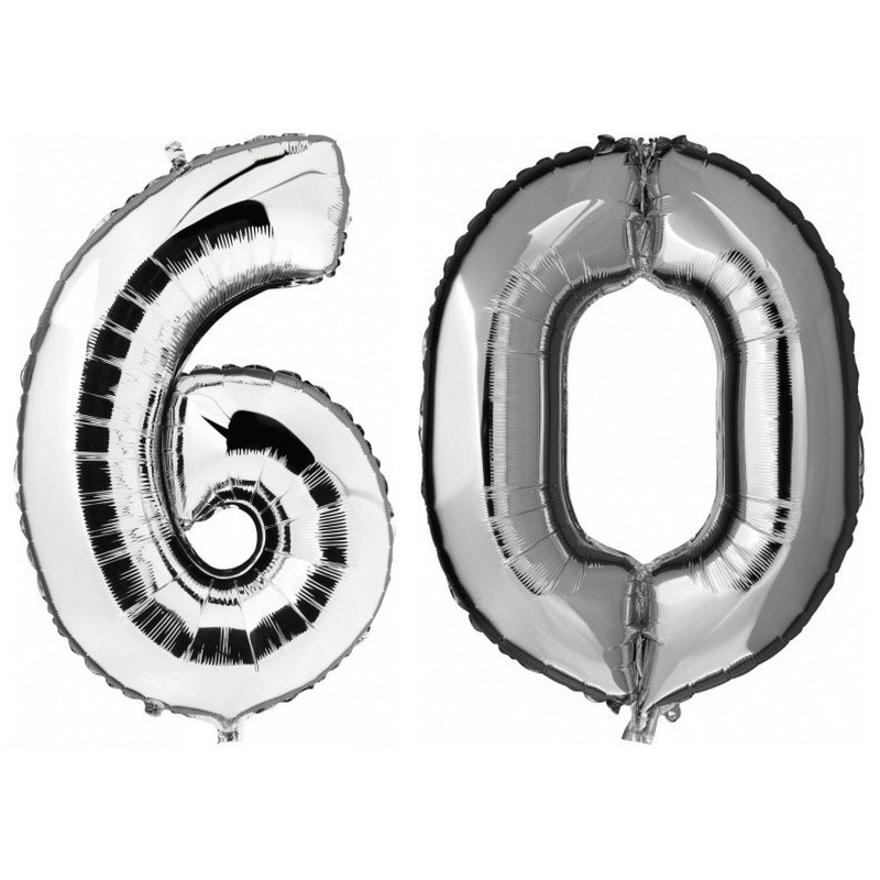 60 jaar leeftijd helium-folie ballonnen zilver feestversiering
