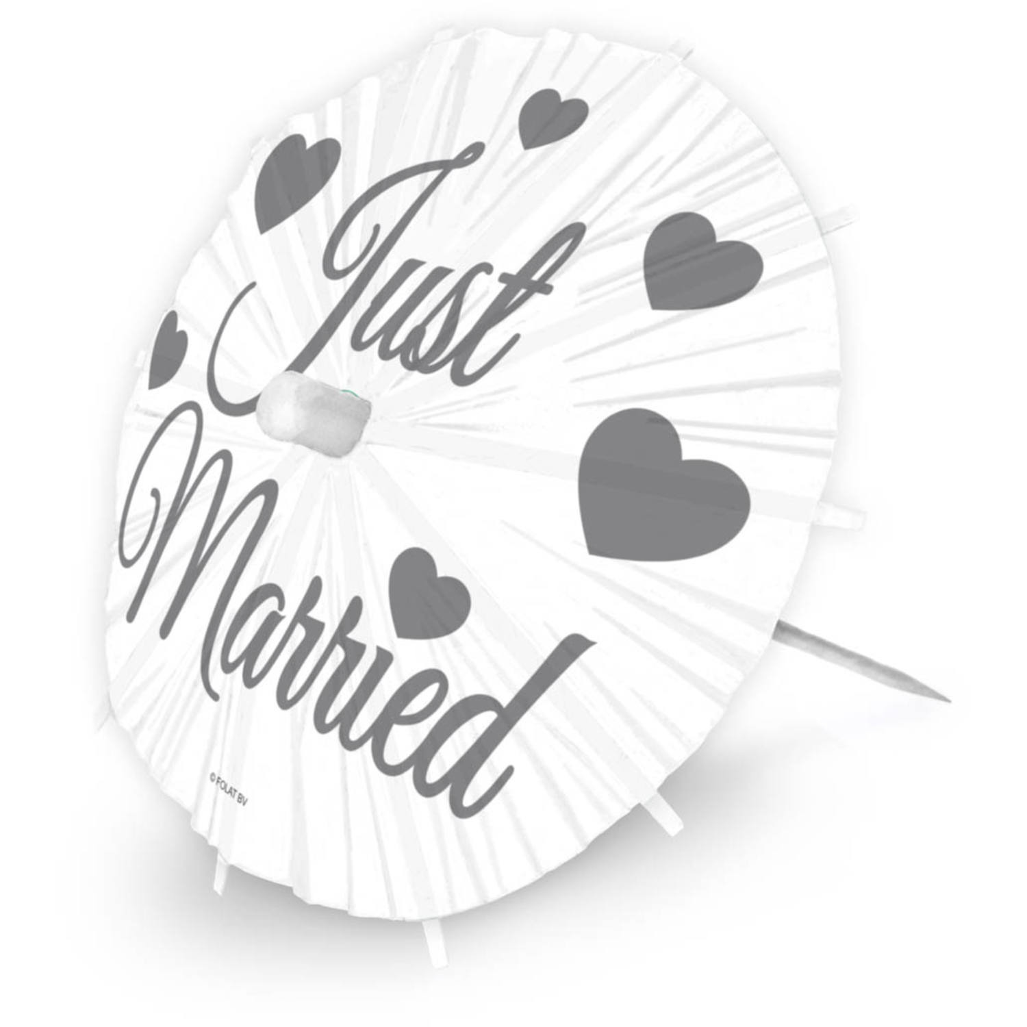 64x stuks bruiloft thema parasols prikkers 20 cm