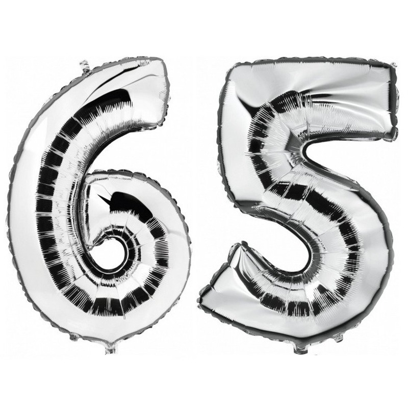 65 jaar leeftijd helium-folie ballonnen zilver feestversiering