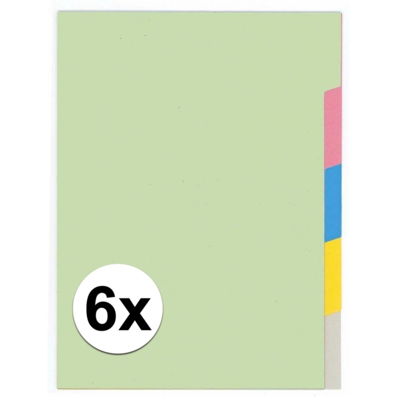 6x A4 kartonnen tabbladen met 5 tabs