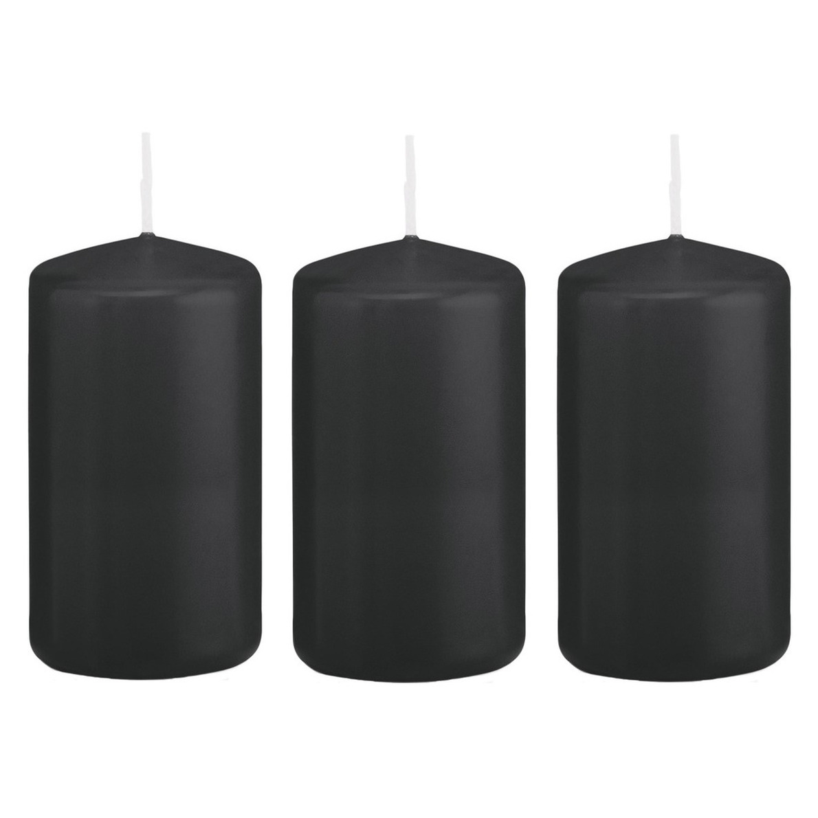 6x Kaarsen zwart 6 x 12 cm 40 branduren sfeerkaarsen