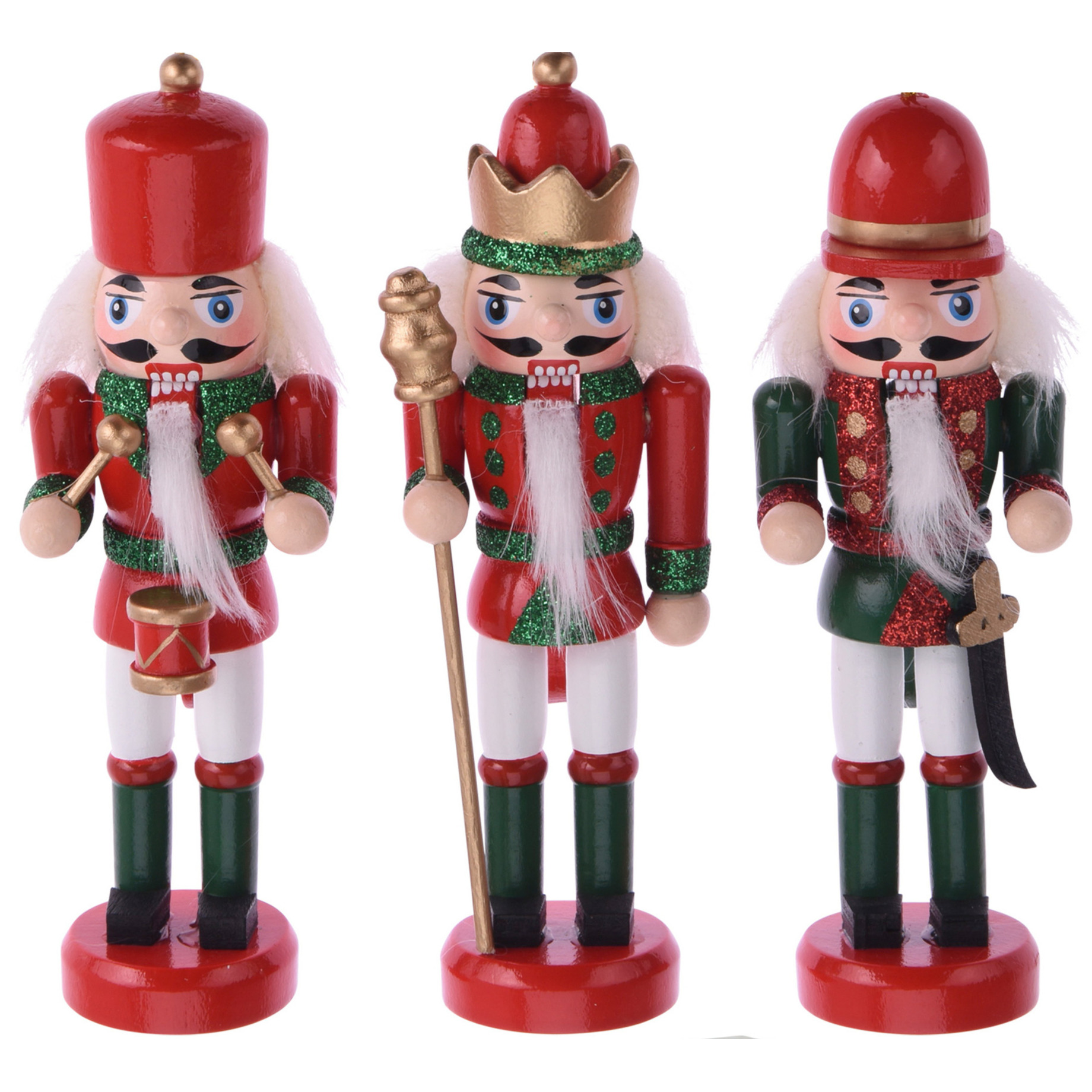 6x Kerstboomversiering notenkraker poppen-soldaten ornamenten 12 cm
