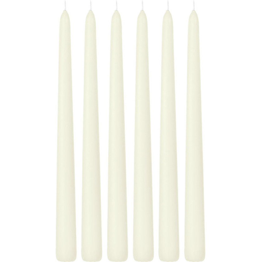 6x Lange kaarsen ivoorwit 30 cm 13 branduren dinerkaarsen-tafelkaarsen