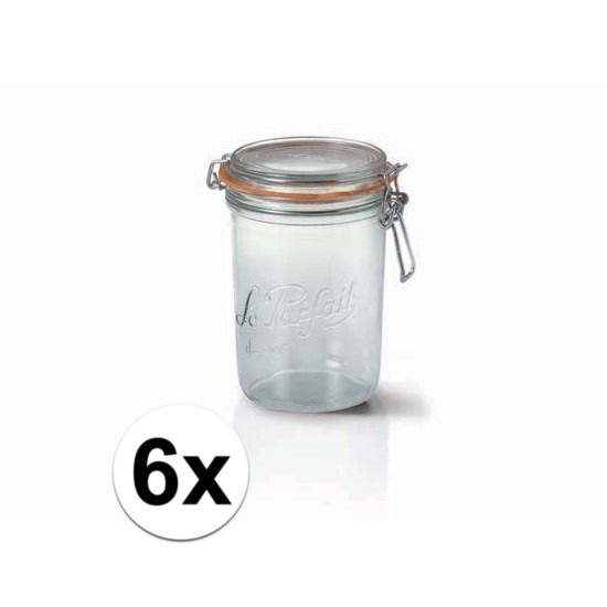 6x Luchtdichte weckpot transparant glas 1 liter