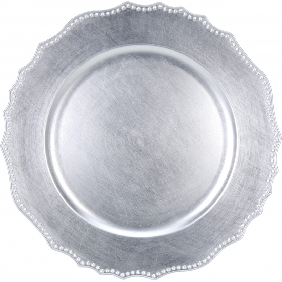 6x Ronde zilveren onderborden 33 cm voor een diner