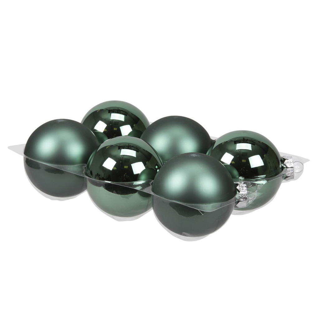 6x stuks glazen kerstballen emerald groen (greenlake) 8 cm mat-glans