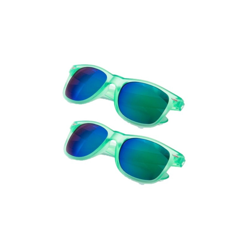 6x stuks hippe zonnebril groen met spiegelglazen