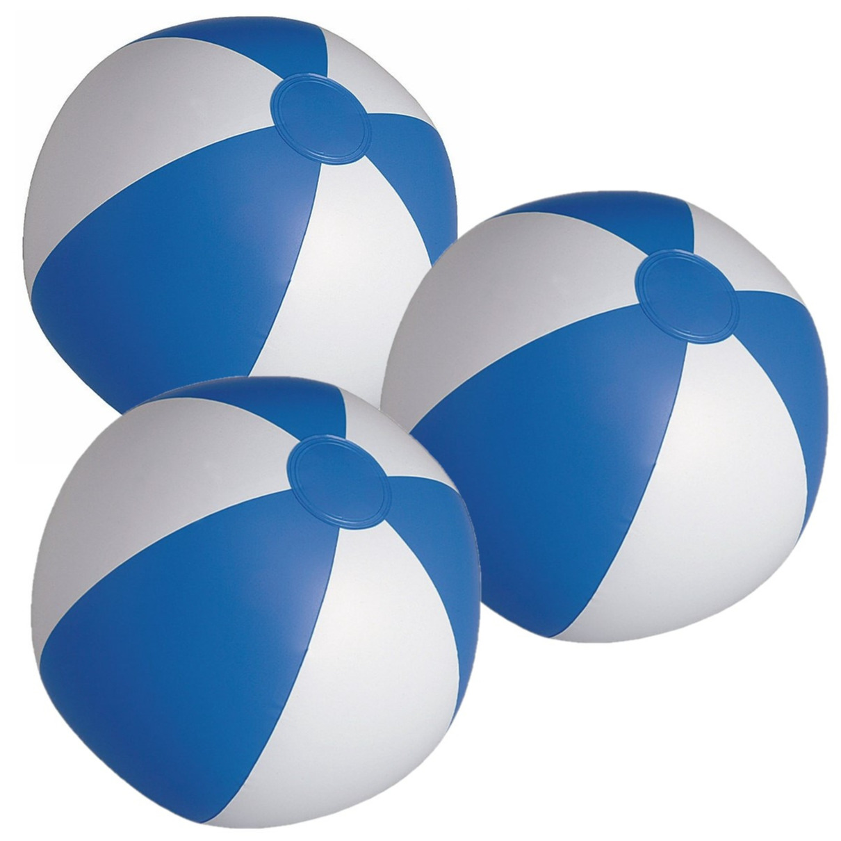 6x stuks opblaasbare zwembad strandballen plastic blauw-wit 28 cm