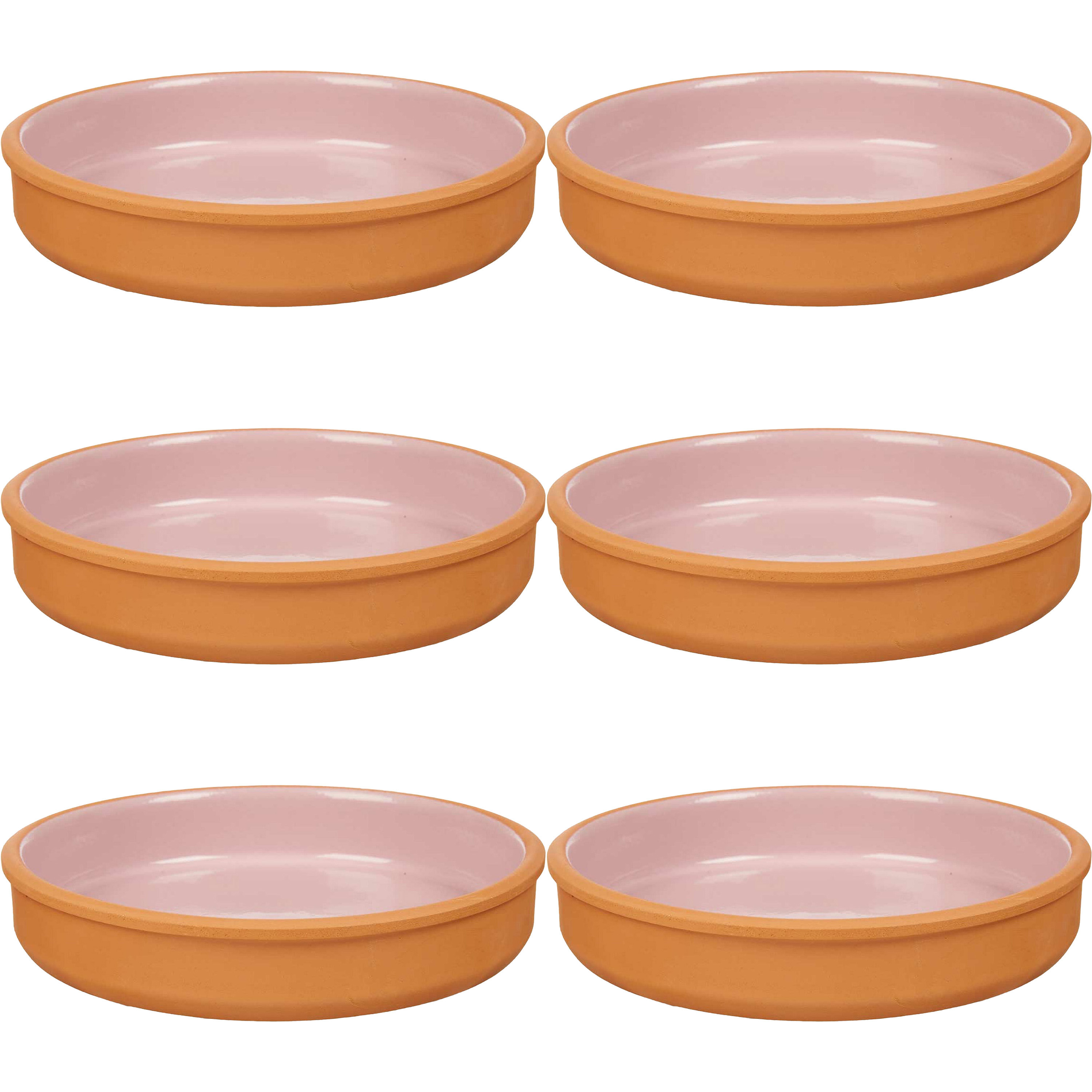 6x stuks tapas-hapjes serveren-oven schaal terracotta-roze 23 x 4 cm