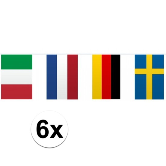 6x Vlaggetjeslijn Europa 10 meter