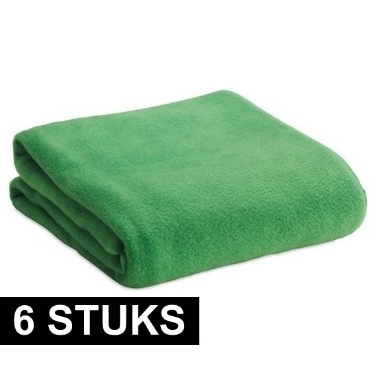 6x Zachte plaids-dekentjes-kleedjes groen 120 x 150 cm
