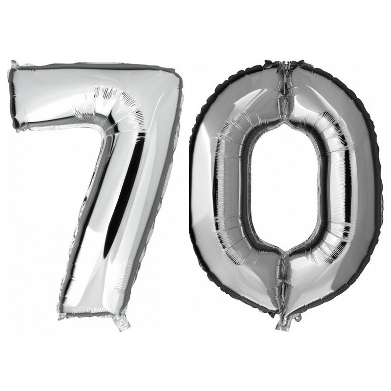 70 jaar leeftijd helium-folie ballonnen zilver feestversiering