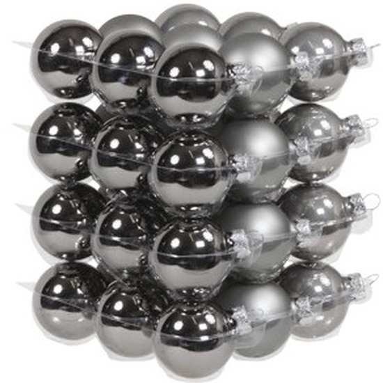 72x Titanium grijze glazen kerstballen 4 cm mat-glans