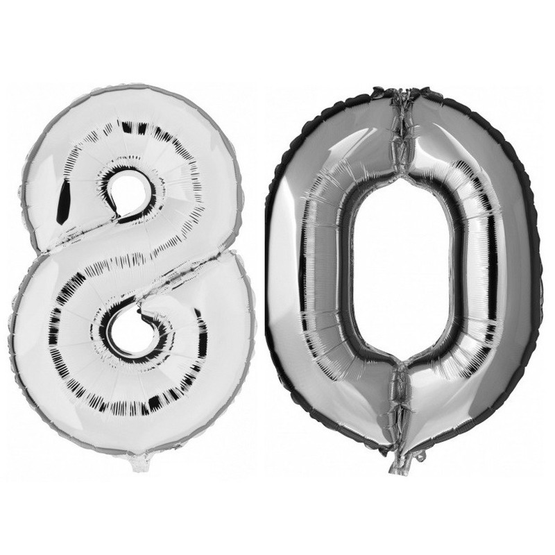 80 jaar leeftijd helium-folie ballonnen zilver feestversiering