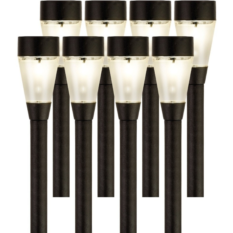 8x Buitenlamp-tuinlamp Jive 32 cm zwart op steker
