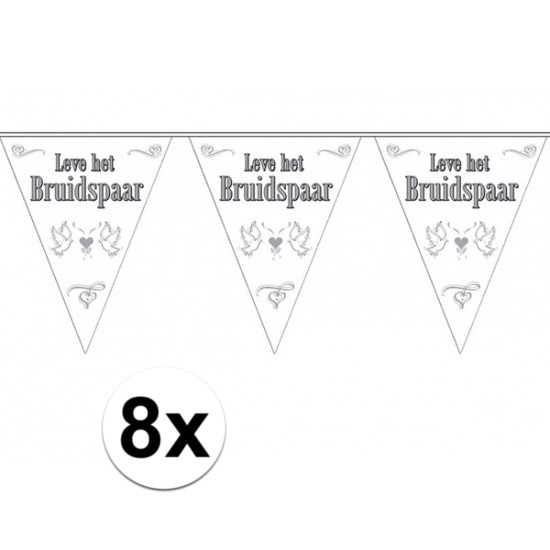 8x Leve het bruidspaar bruiloft versiering vlaggenlijn