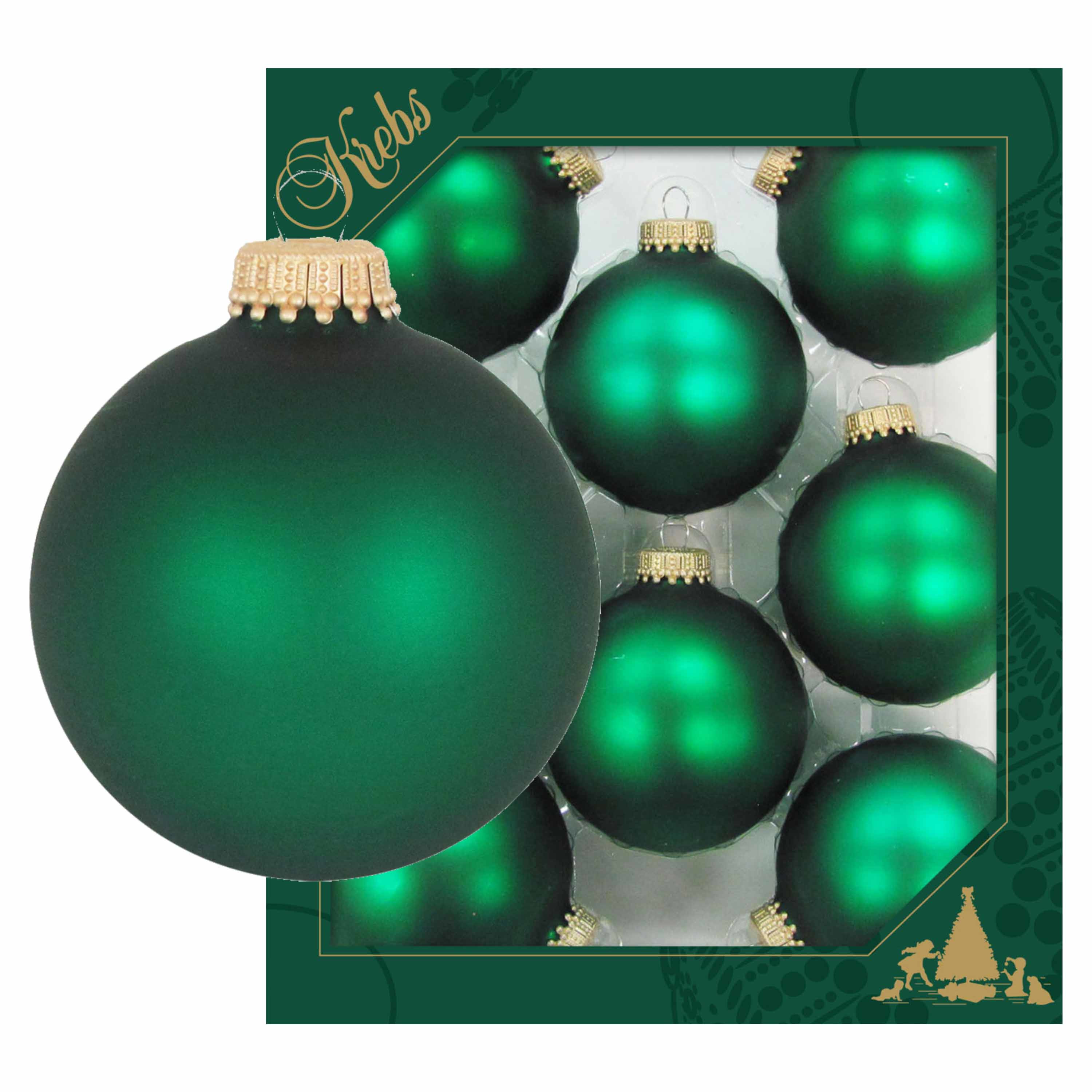 8x Matte velvet groene kerstballen van glas 7 cm