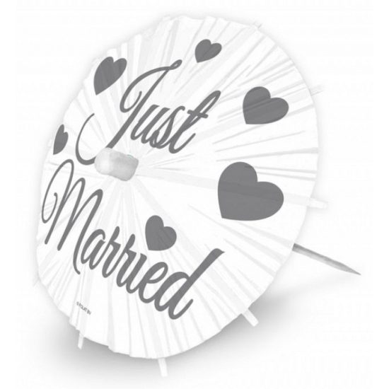 8x stuks bruiloft thema parasols prikkers 20 cm