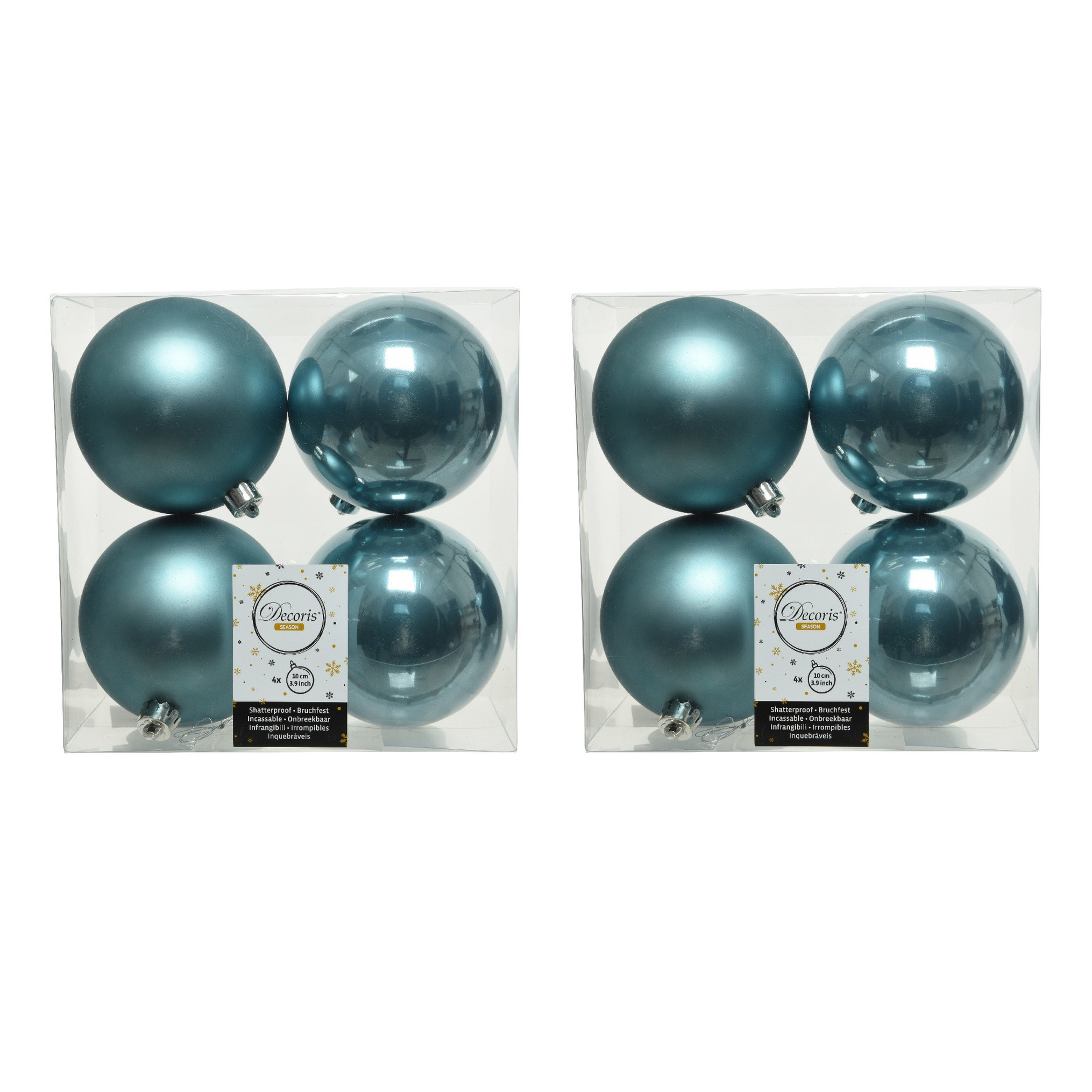 8x stuks kunststof kerstballen ijsblauw (blue dawn) 10 cm glans-mat