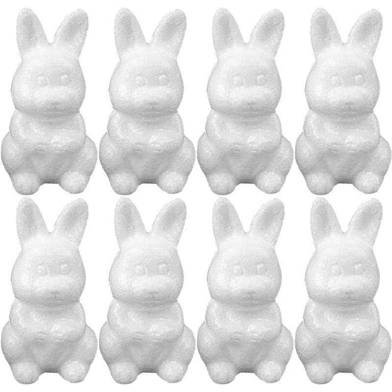 8x Styrofoam konijntje-haasje 8 cm decoratie-versiering