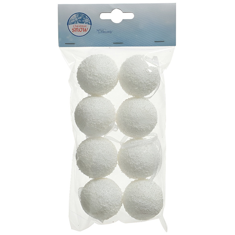 8x Witte sneeuwballen-sneeuwbollen 4 cm
