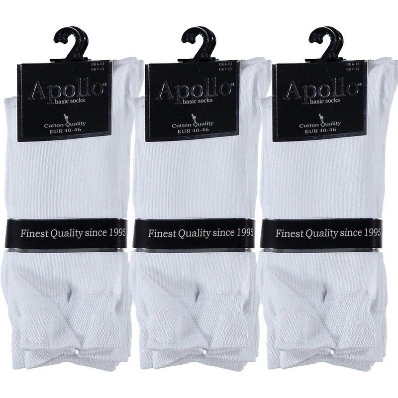 9 Paar witte basic sokken voor heren