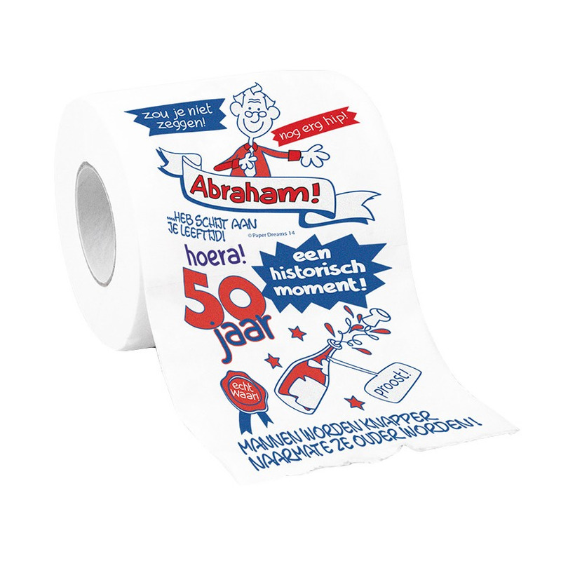 Abraham 50 jaar wc papier met grappige tekst cadeau-versiering