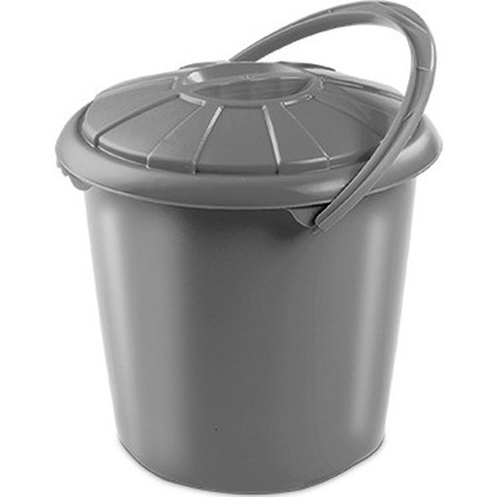Afvalemmer-afvalbak grijs met deksel 14 liter 34 x 32,5 cm