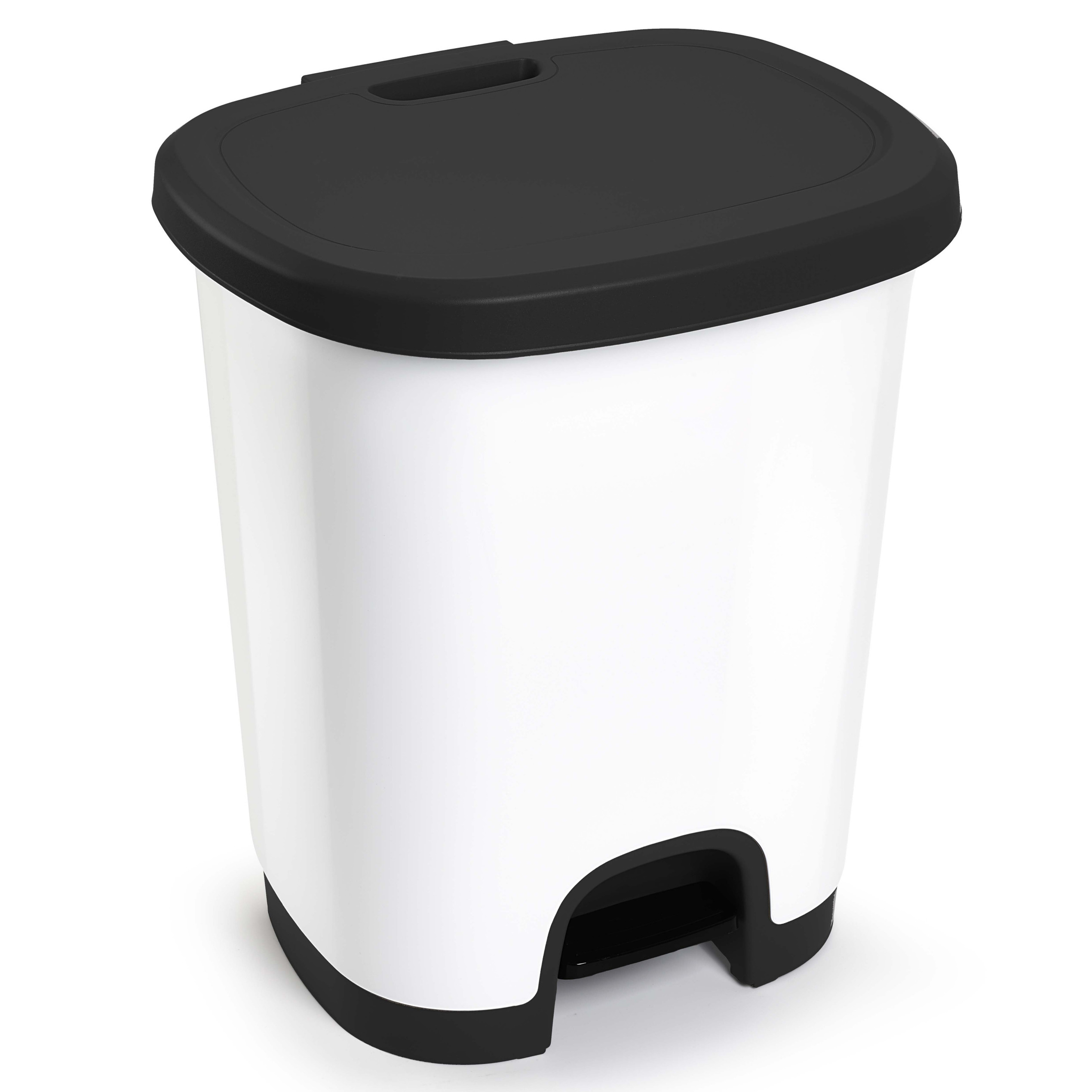 Afvalemmer-vuilnisemmer-pedaalemmer 18 liter in het wit-zwart met deksel en pedaal