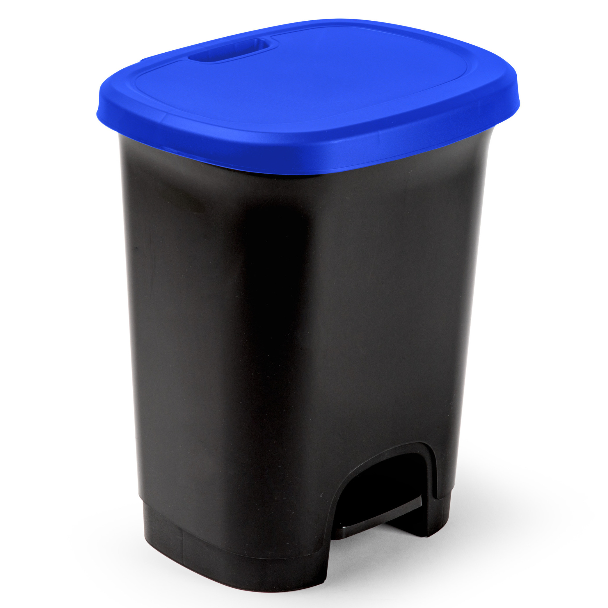Afvalemmer-vuilnisemmer-pedaalemmer 27 liter in het zwart-blauw met deksel en pedaal