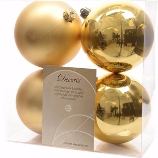 Ambiance Christmas kerstboom decoratie kerstballen 10 cm goud 4 stuks