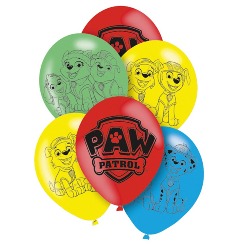 Amscan Paw Patrol themafeest ballonnen 6x gekleurd 28 cm voor kinderen