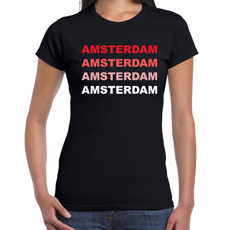Amsterdam-NL steden shirt zwart voor dames