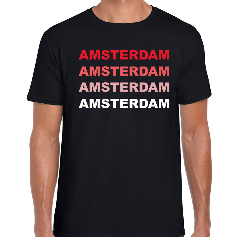 Amsterdam-NL steden shirt zwart voor heren