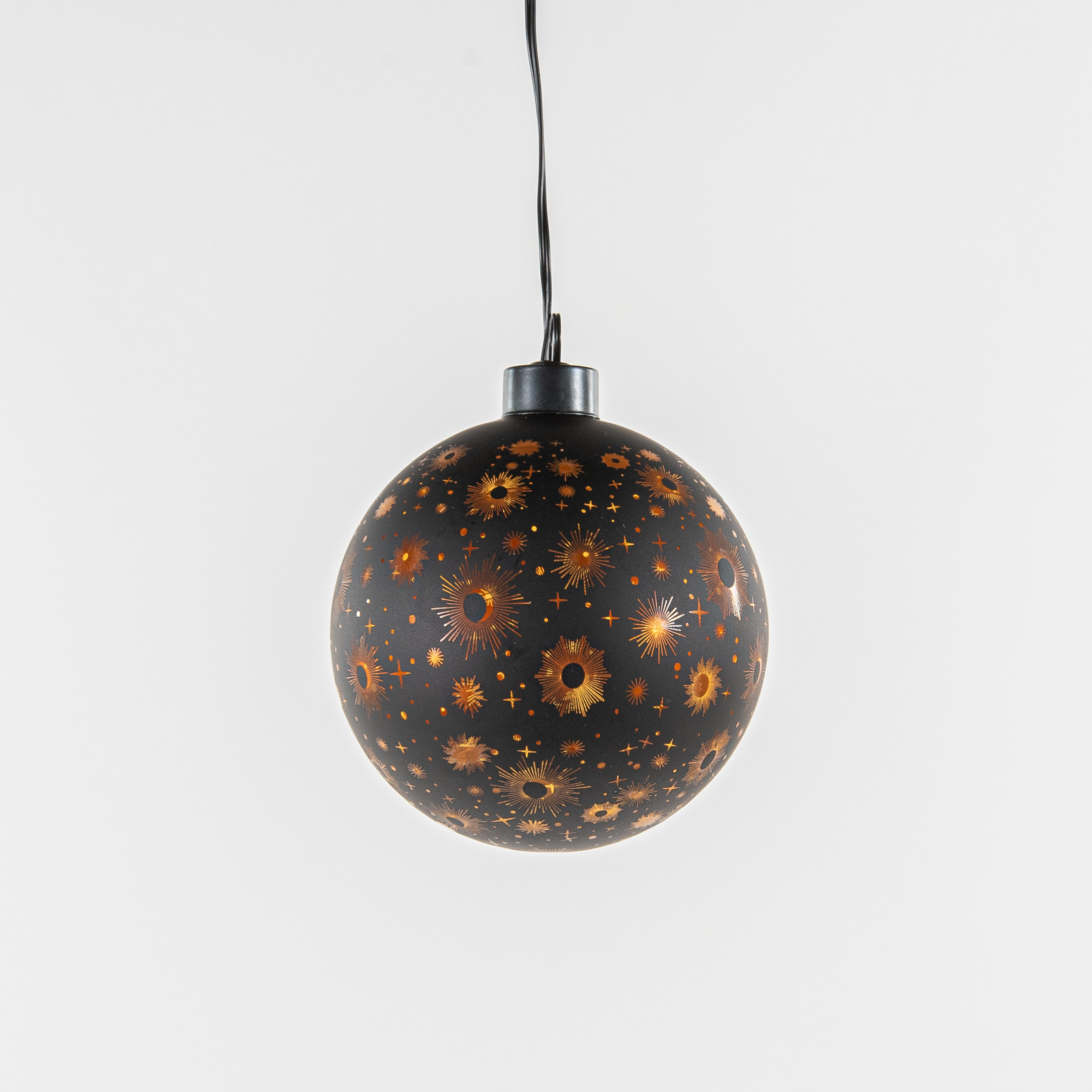 Anna Collection bal-kerstbal glas zwart- LED verlichting D10 cm
