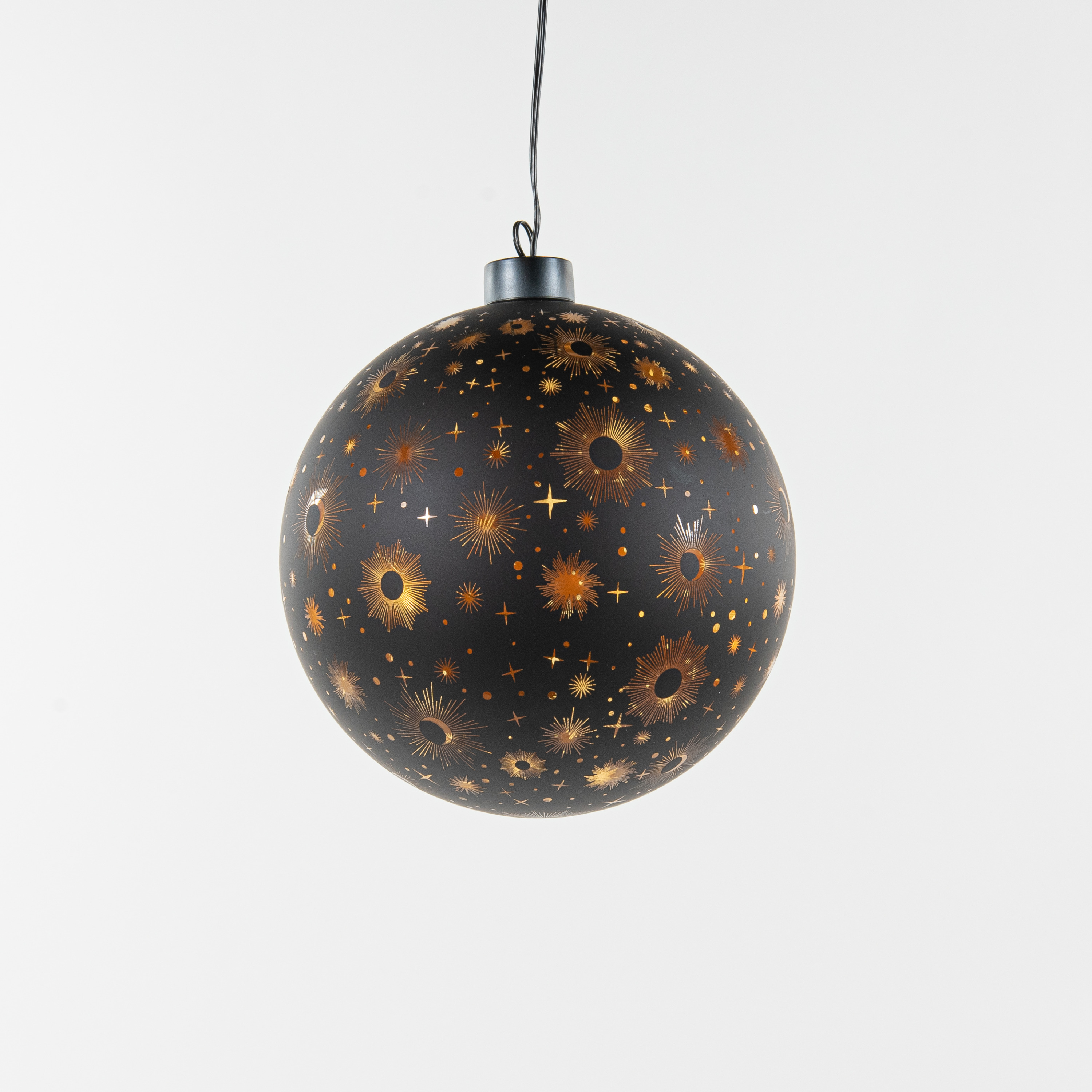 Anna Collection bal-kerstbal glas zwart- LED verlichting D15 cm