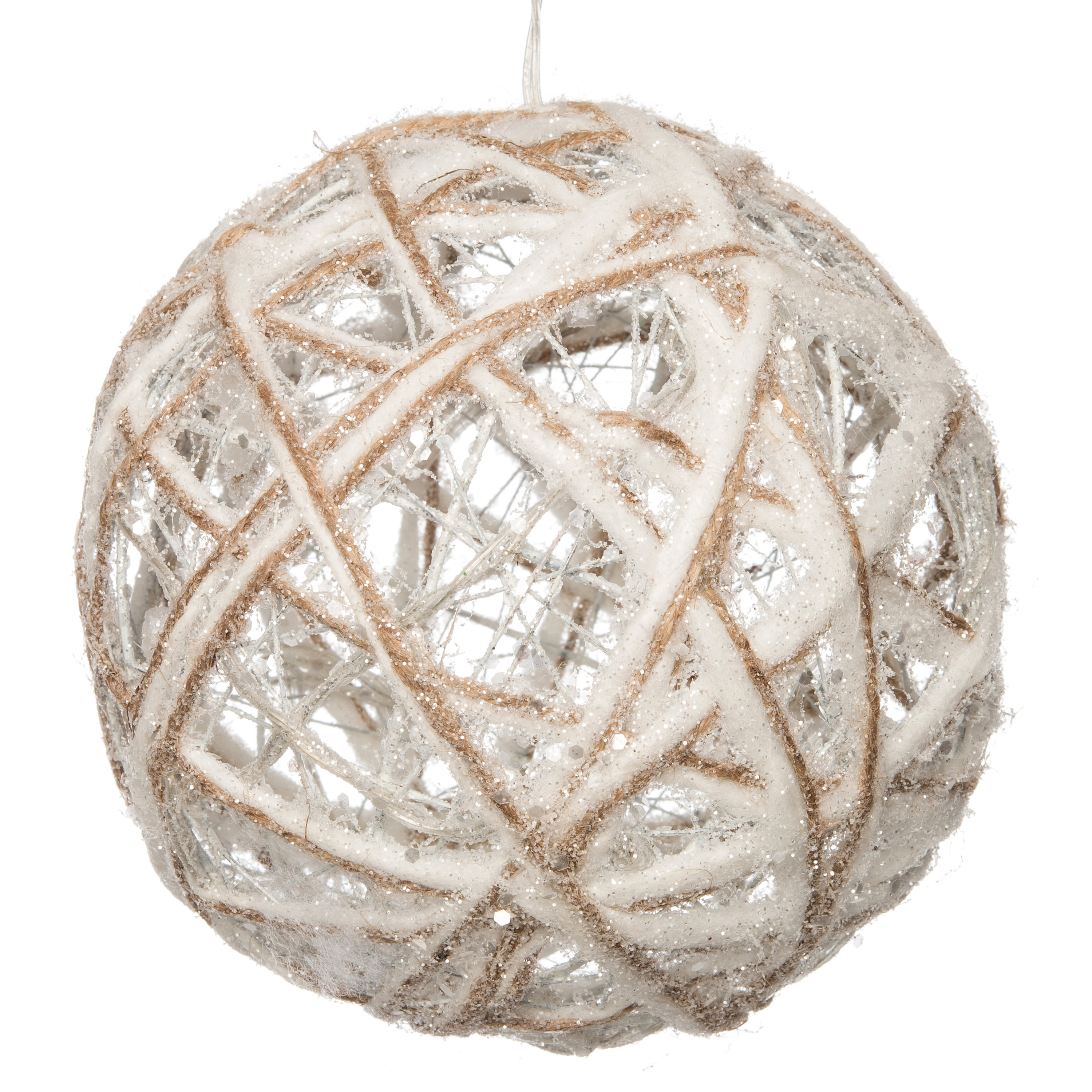 Anna Collection draad bal-kerstbal wit met verlichting D20 cm