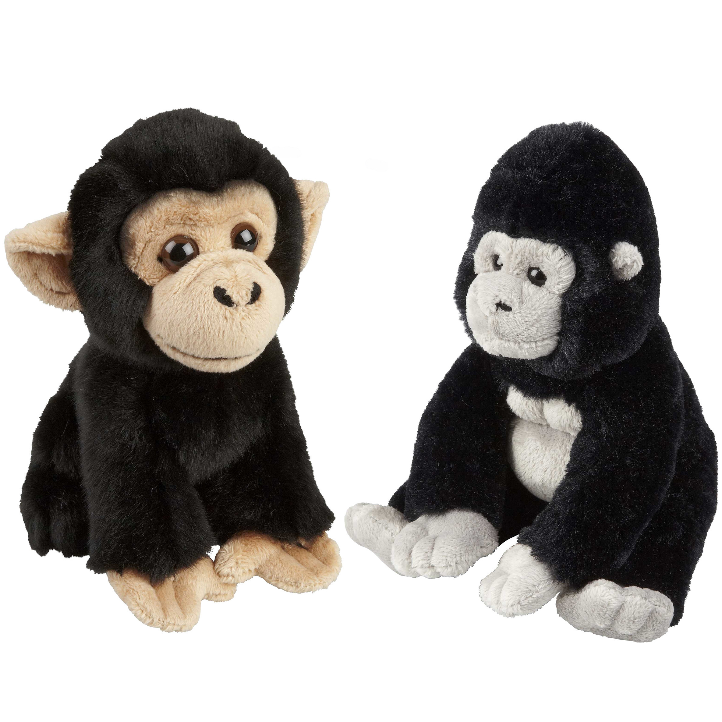 Apen serie zachte pluche knuffels 2x stuks Gorilla en Chimpansee aap van 18 cm