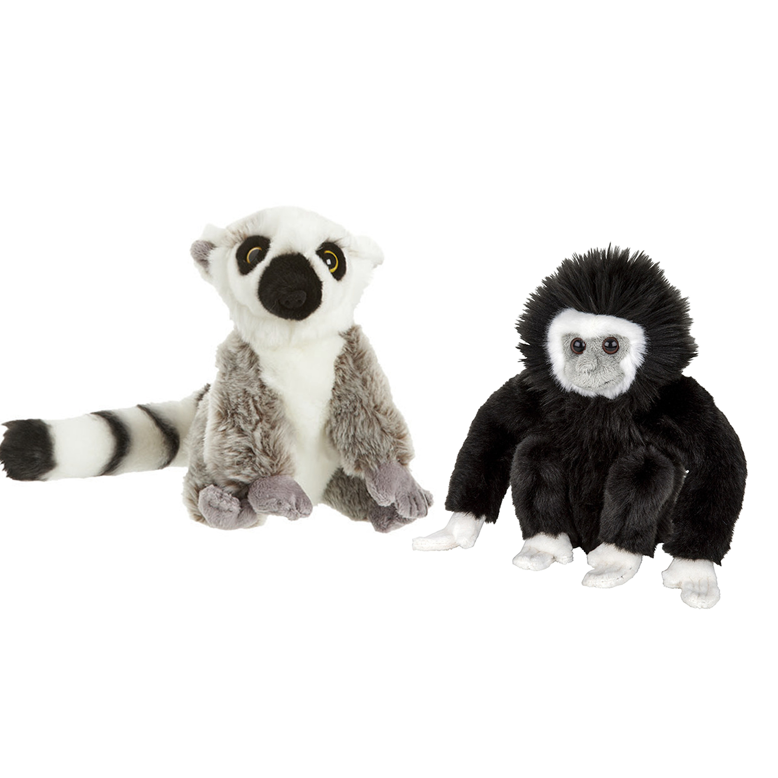 Apen serie zachte pluche knuffels 2x stuks Maki aap en Gibbon Aap van 18 cm