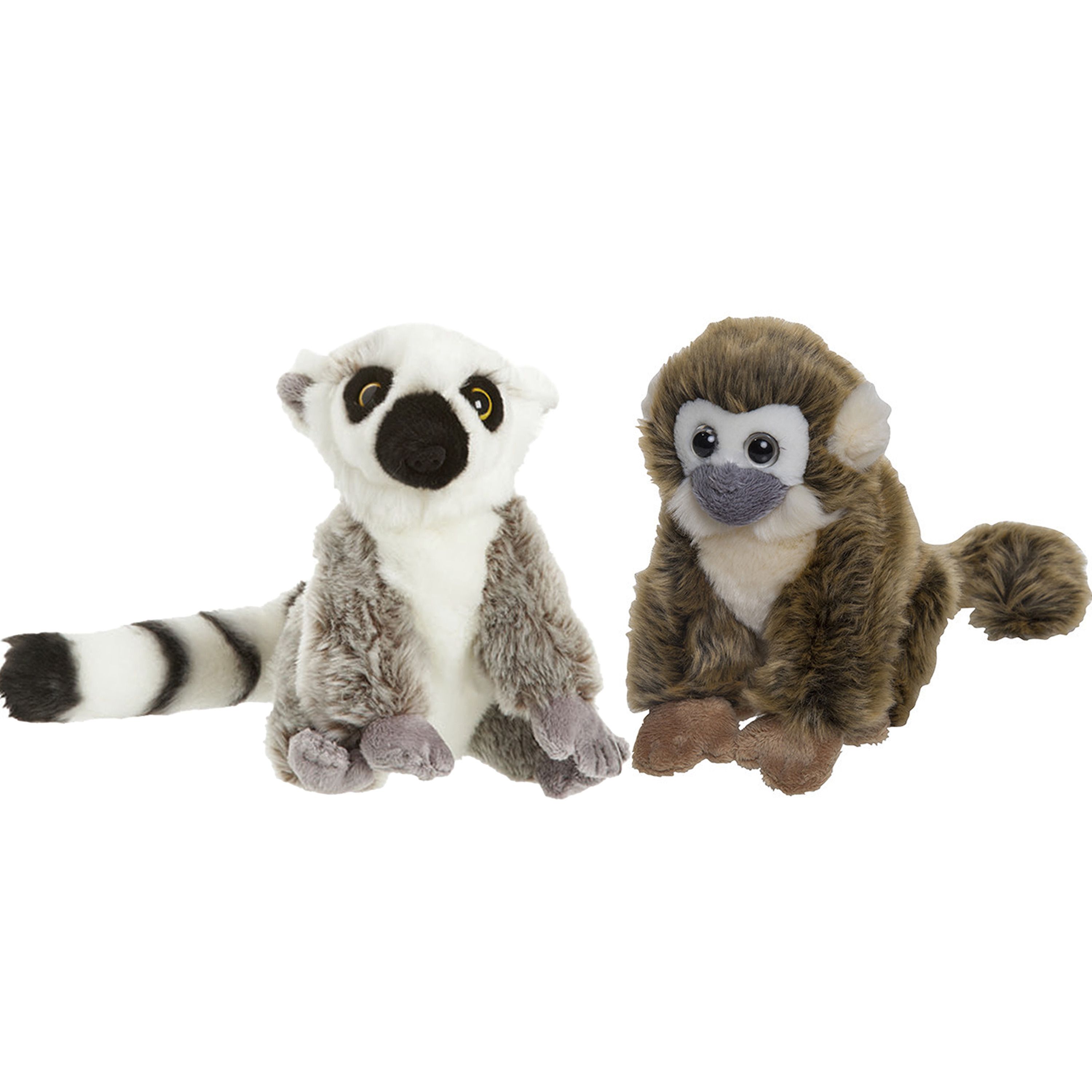Apen serie zachte pluche knuffels 2x stuks Maki aap en Squirrel aap van 18 cm