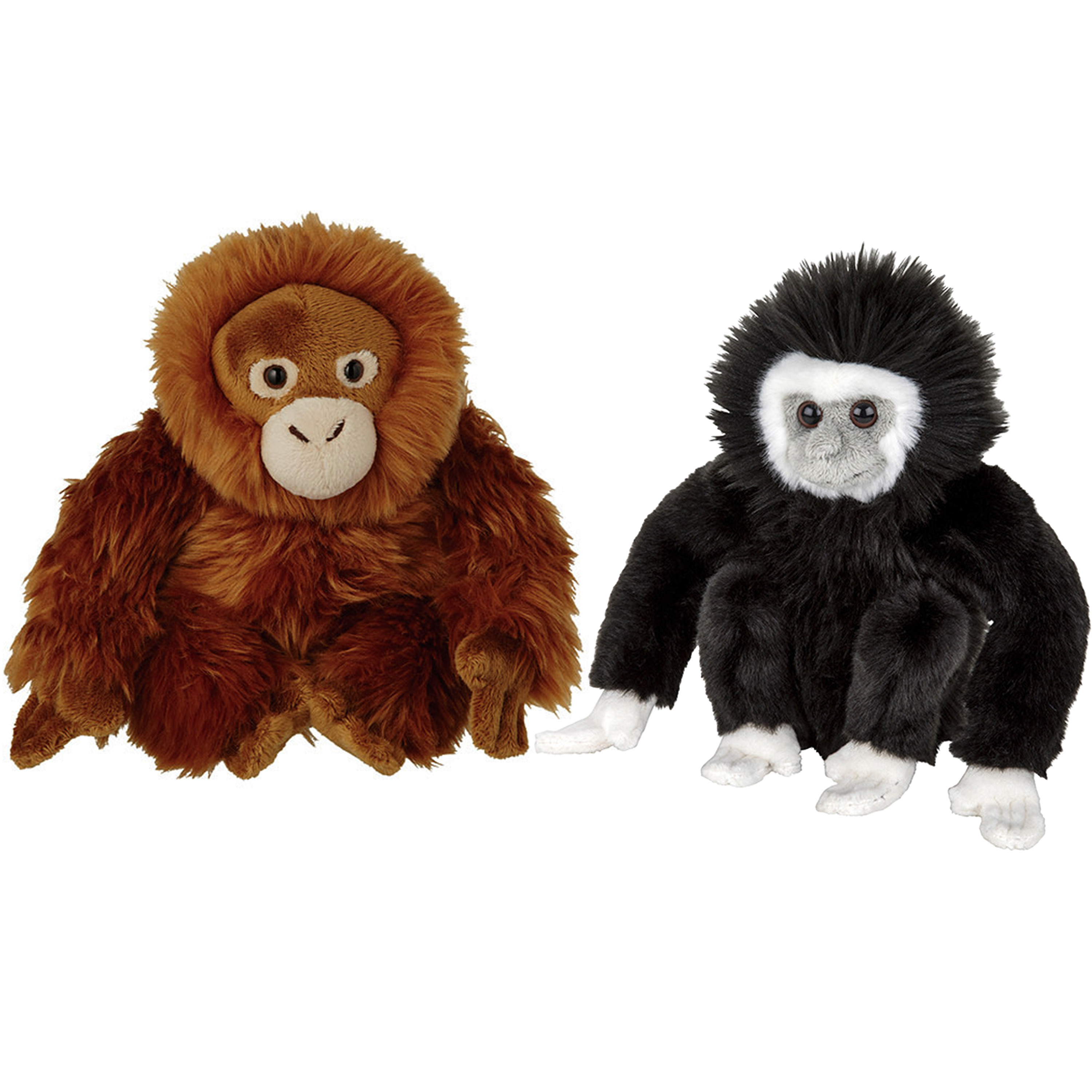 Apen serie zachte pluche knuffels 2x stuks Orang Utan en Gibbon Aapje van 18 cm