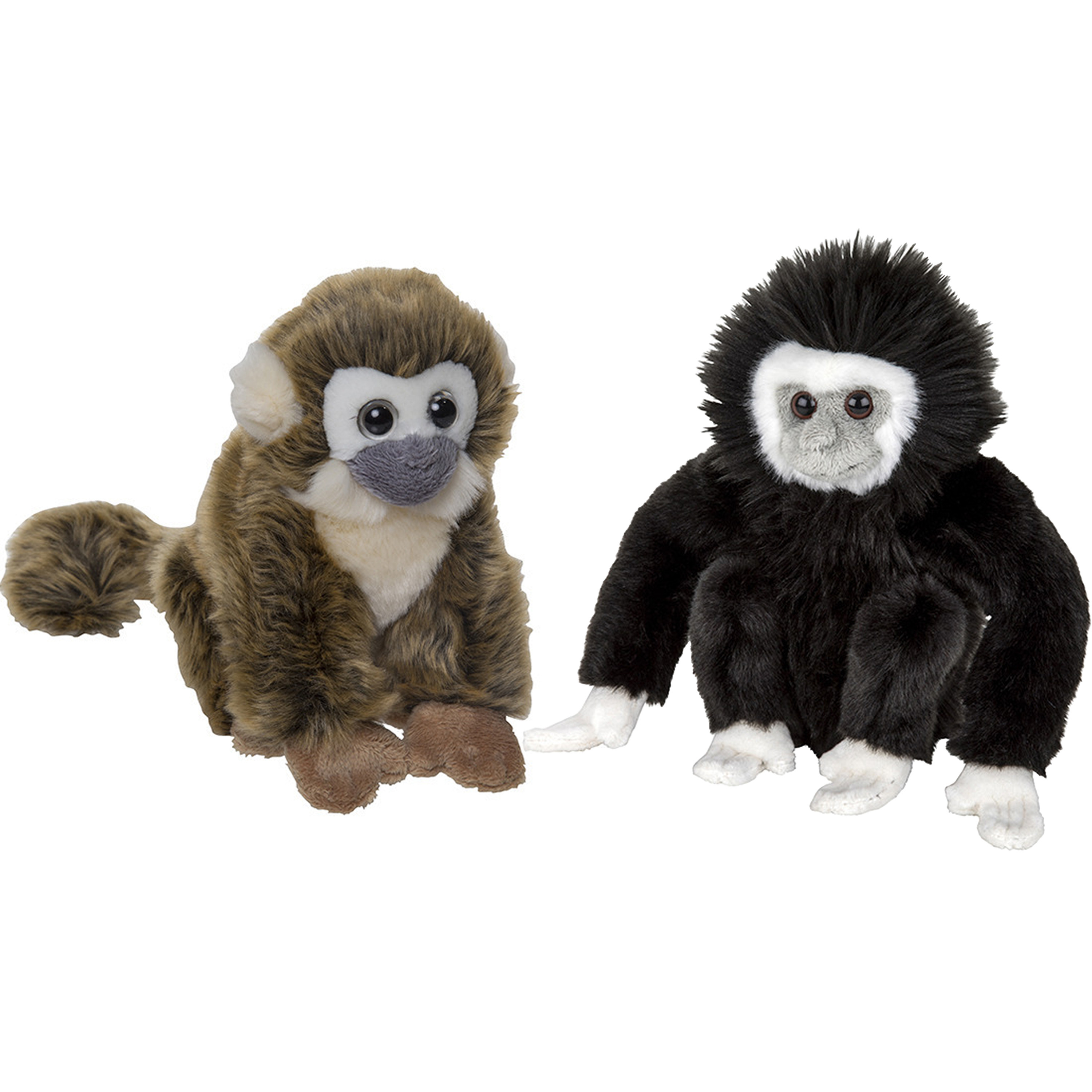 Apen serie zachte pluche knuffels 2x stuks Squirrel Aap en Gibbon Aap van 18 cm