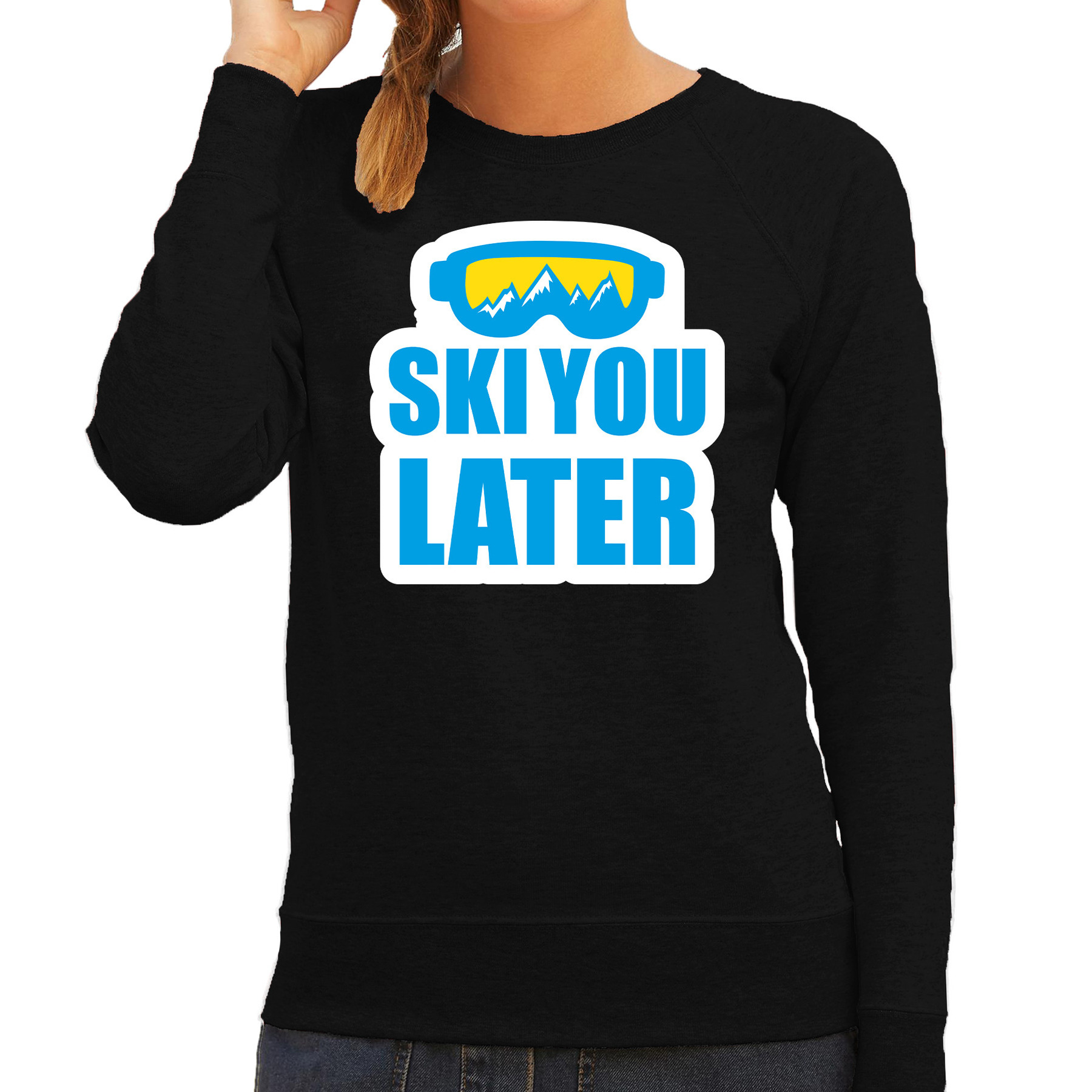 Apres ski trui Ski you later-Ski je later zwart dames Wintersport sweater Foute apres ski out
