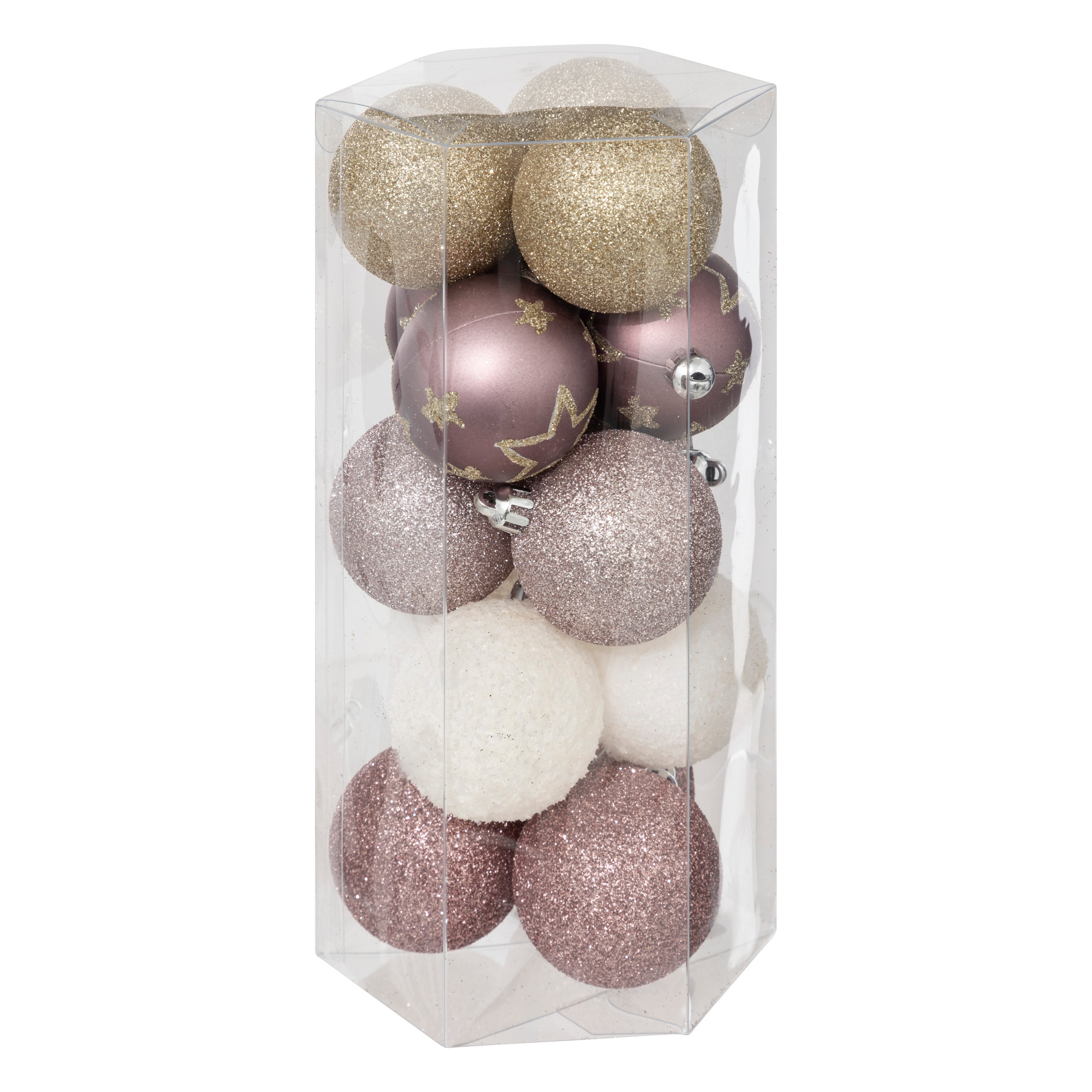 Atmosphera kerstballen 15x -D5 cm mix roze-champagne plastic