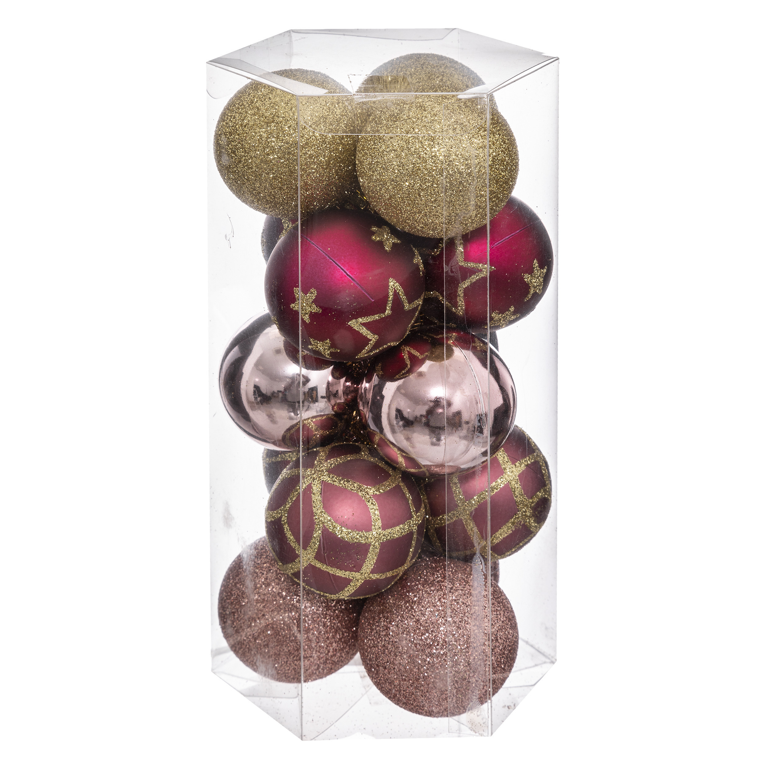 Atmosphera kerstballen-15x- D5 cm -mix wit-roze-goud-champagne plastic