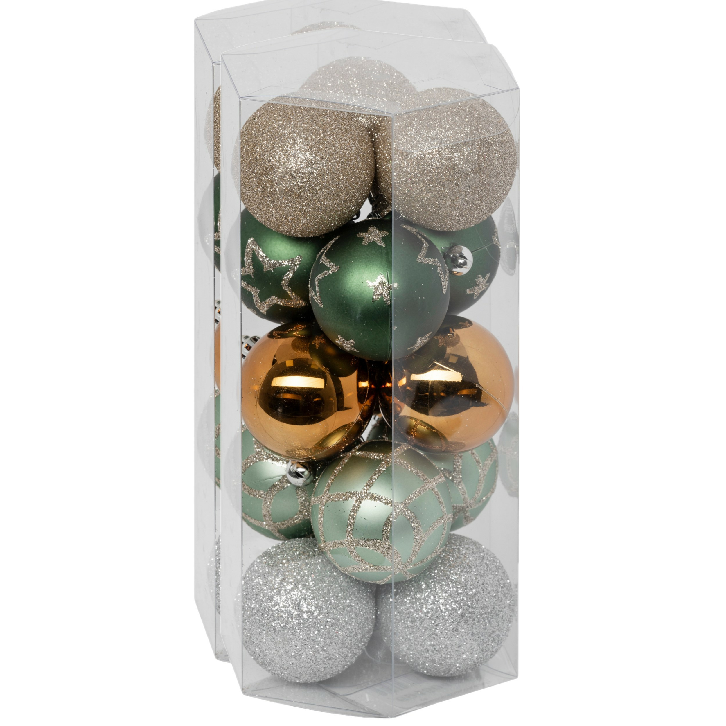Atmosphera kerstballen 30x -D5 cm mix groen-champagne plastic