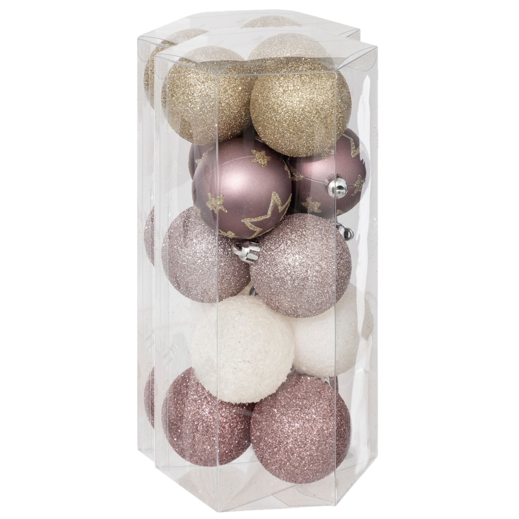Atmosphera kerstballen 30x D5 cm mix roze-champagne plastic