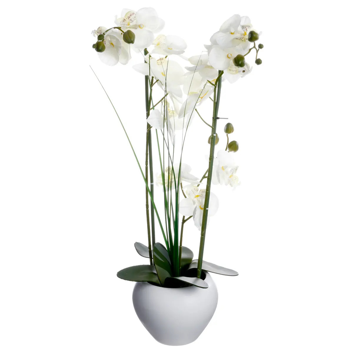 Atmosphera Orchidee bloemen kunstplant in witte bloempot witte bloemen H53 cm