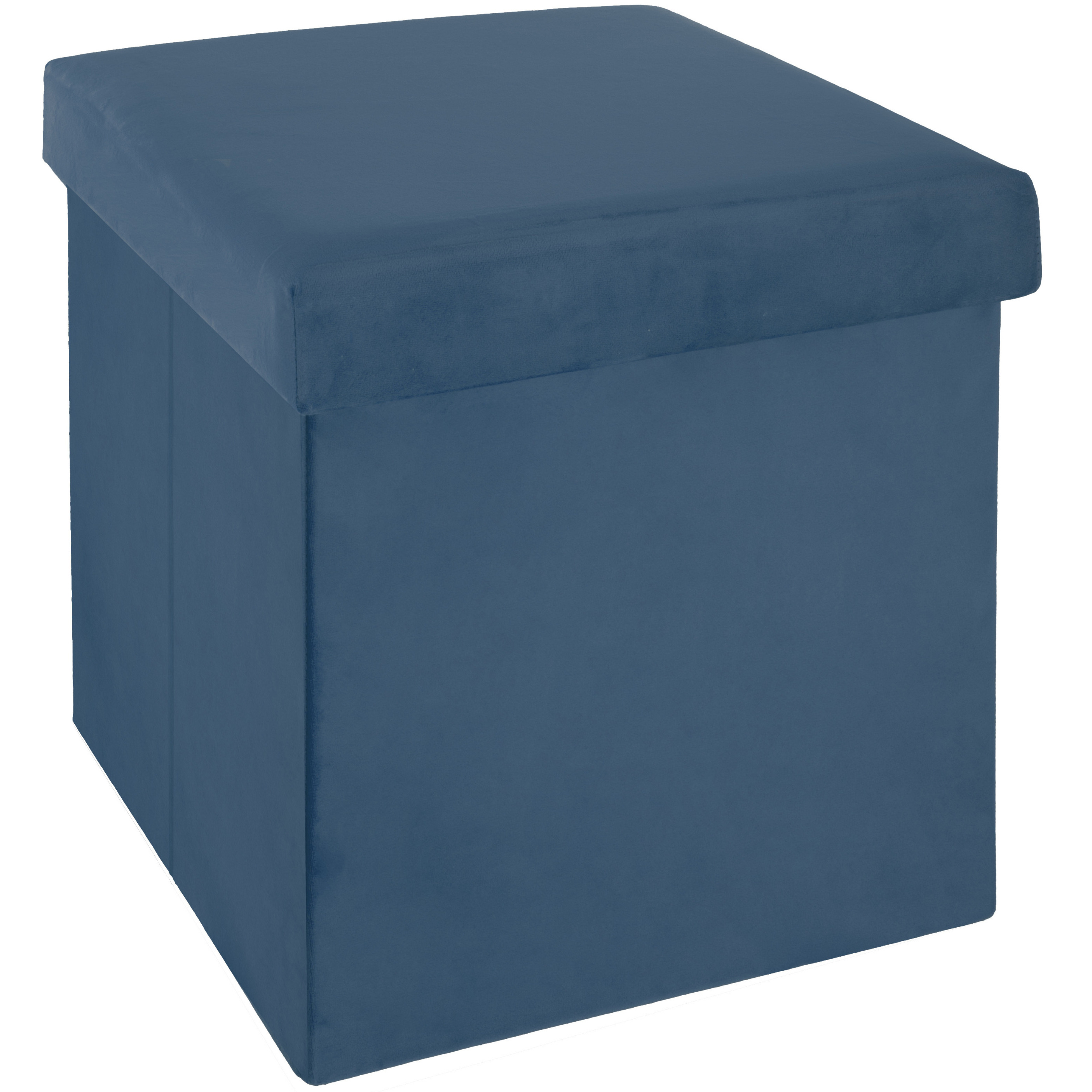 Atmosphera Poef-hocker-voetenbankje opbergbox blauw PO-MDF 38 x 38 x 38 cm